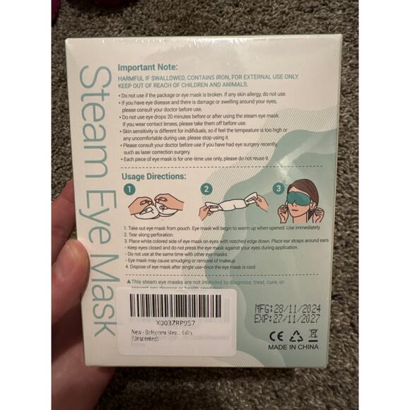 Brand New in Package Behoomi Steam Eye Masks Unscented 10 pack - Picture 3 of 4
